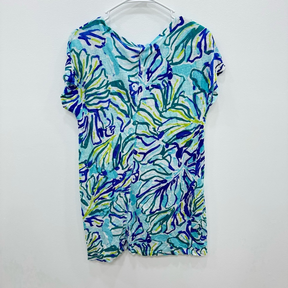 Lilly Pulitzer Duval Dress Pool Blue Stay Cool Linen Size Medium - Picture 5 of 6